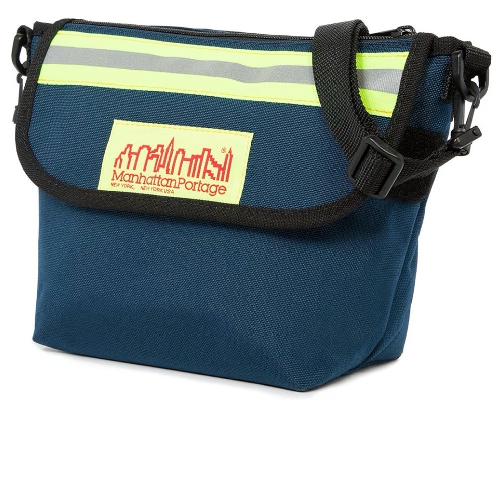 MANHATTAN PORTAGE College Place Handle Bar Bag With Vinyl Lining Navy Blue NWOT